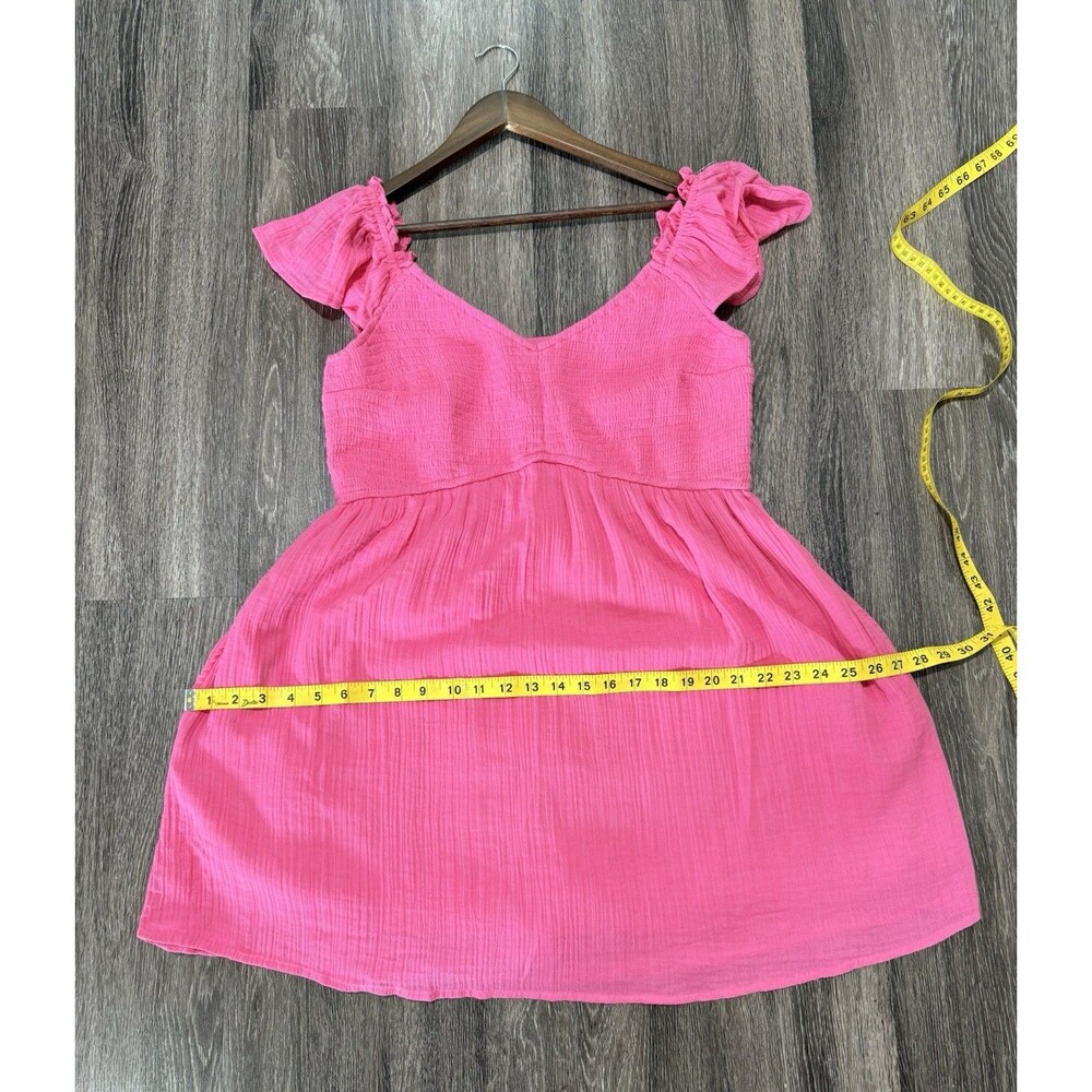 Hollister Pink Smocked V-Neck Flutter Sleeve Dress with Shorts And Pockets XL - Picture 9 of 13